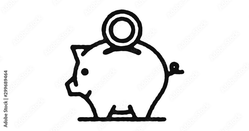 Aufkleber piggy bank outline icon animation footage/video. hand drawn like symbol animated with motion graphic