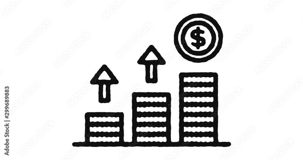 Poster coin exchange outline icon animation footage/video. hand drawn like symbol animated with motion grap