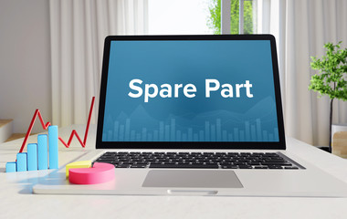 Spare Part – Statistics/Business. Laptop in the office with term on the display. Finance/Economics.