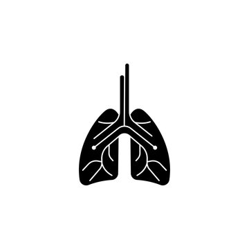 Lungs pulmonary icon, simple flat style. Internal organs of the human design element, logo. Asthma, tuberculosis, pneumonia, medicine concept. Isolated on white background. Vector illustration
