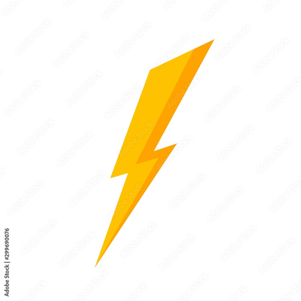 Poster yellow lightning bolt icon. vector thunderbolt sign, logo or symbol. modern flat design style. light