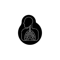 Lungs pulmonary icon, simple flat style. Internal organs of the human design element, logo. Asthma, tuberculosis, pneumonia, medicine concept. Isolated on white background. Vector illustration
