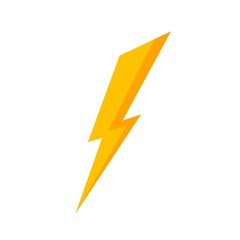 Yellow lightning bolt icon. Vector thunderbolt sign, logo or symbol. Modern flat design style. Lightning icon for warn sign.