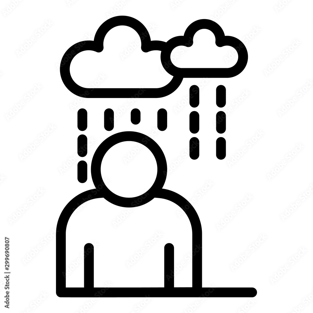 Wall mural rainy depression man icon. outline rainy depression man vector icon for web design isolated on white