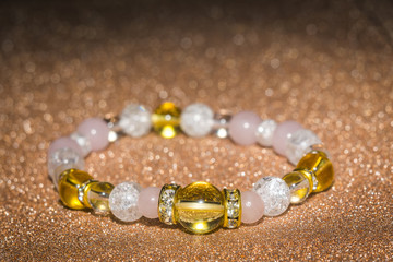 Citrine with pink quartz bracelet