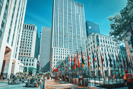 New York. USA. Rockefeller Center is a large commercial buildings.