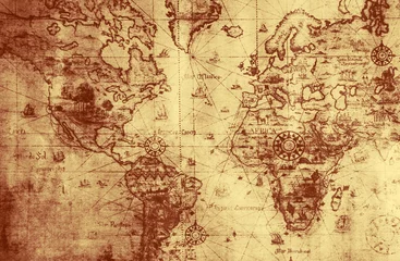 Deurstickers old vintage map of the world © Mikhail