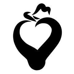 gentleman heart in a retro hat, black pattern