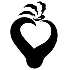 heart-girl with a wavy tail, black outline