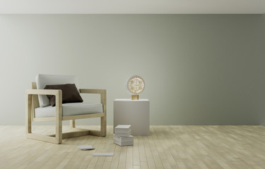interior of a white room with chair, 3d rendering