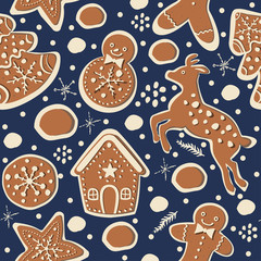 Gingerbread cookie seamless background