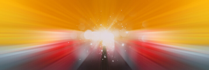Obraz premium Dynamic yellow and red lines of light. Light from central point.