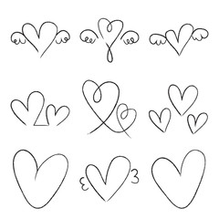 Heart icons, Hand drawn hearts, concept of love,Vector design elements for Valentine's day.