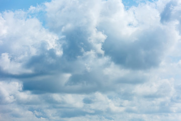 Thick beautiful clouds and clouds in the sky. Cloudy weather before the storm and rain. Soft focus