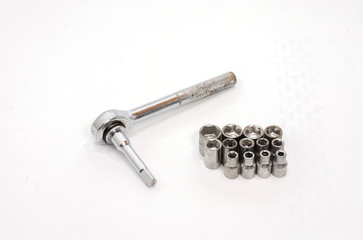 bolts and nuts on white background