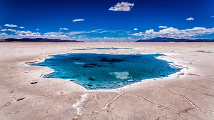 Fotobehang Salty water puddles on the salt flat of Salta, Argentina © Arthur
