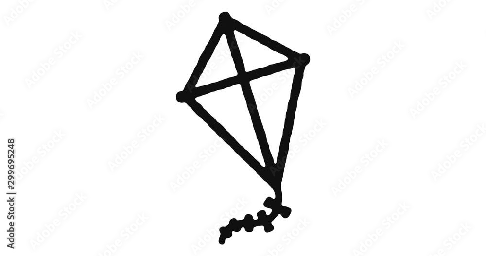 Poster kite outline icon animation footage/video. hand drawn like symbol animated with motion graphic, can 