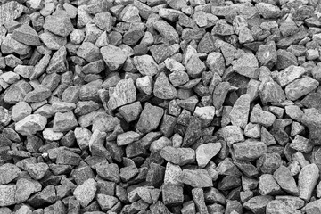 Black small road stone background, dark gravel pebbles stone texture, granite,marble