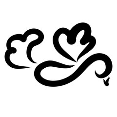 flying bird from black smooth lines on a white background