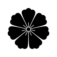 Japanese Flower icon in flat style on white.