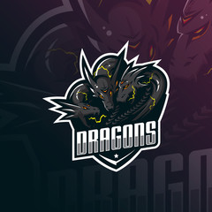 dragon mascot logo design vector with modern illustration concept style for badge, emblem and tshirt printing. angry dragon illustration for sport team.