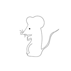 Cute funny mouse on white background.