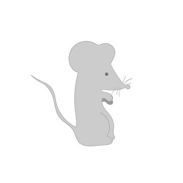 Cute funny mouse on white background.