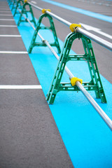 Naklejka premium Under Construction traffic barricade, Japan.