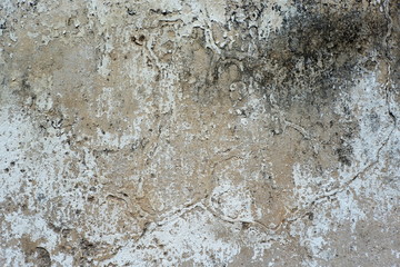 Old weathered painted wall background texture. Green dirty peeled plaster wall with falling off flakes of paint.Peeling paint on a metal surface.Cracked paint damaged concrete rough texture.