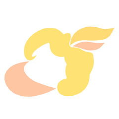 lamb head with fluffy yellow hair, profile