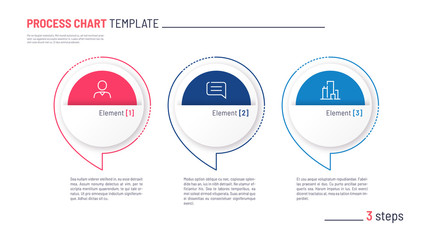 Vector infographic process chart template. Three steps