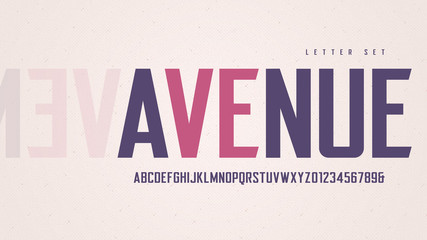 Stylish sans serif vector alphabet, uppercase letter set, font, typography