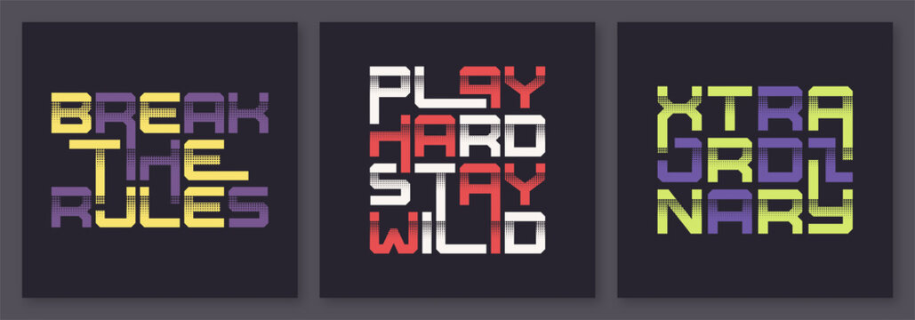 Set of graphic modern t-shirt vector designs, typography