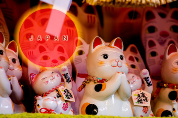 Japanese lucky cat made a greeting card with Japanese japan as a symbol (subtitle: Lucky Cat, Jin Yun Laifu)
