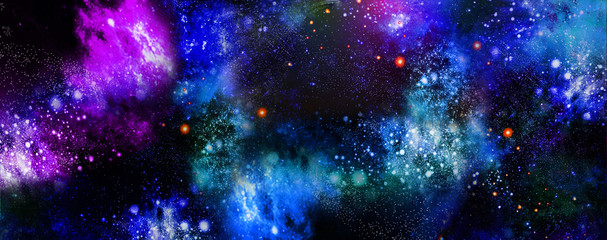 Cotton fabric Space rainbow texture, universe background