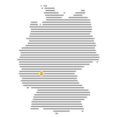 Frankfurt mit oranger Markierung auf Deutschlandkarte