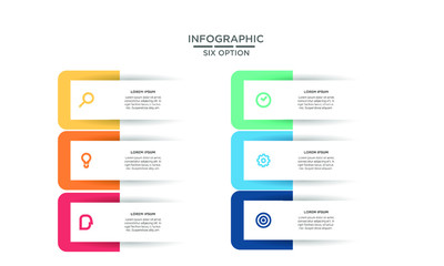 Six 6 Options infographic step chart workflow  element Plan Slide Template with isolated background theme