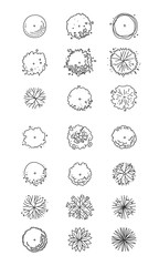 the vector set of top view trees.