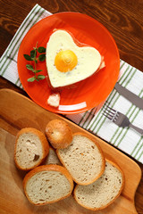 Fried Egg Sunny Side Up in Heart Shape