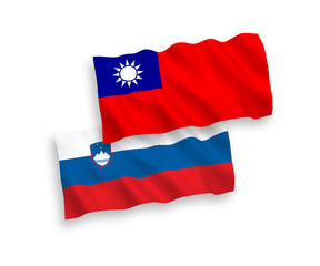 Flags of Slovenia and Taiwan on a white background