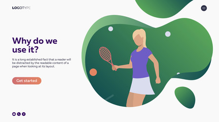 Woman playing tennis. Sport, leisure, active lifestyle flat vector illustration. Outdoor activities concept for banner, website design, landing web page