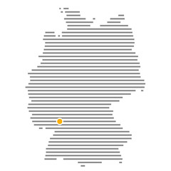 Heidelberg, Mannheim oder Speyer mit oranger Markierung auf Deutschlandkarte