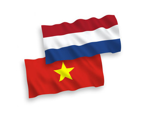 Flags of Vietnam and Netherlands on a white background