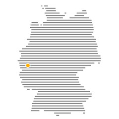 Bonn mit oranger Markierung auf Deutschlandkarte
