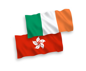 Flags of Ireland and Hong Kong on a white background