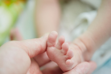toe of newborn baby
