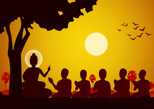 Lord of Buddha sermon to five ascetics and was enlighten become first monk of Buddhism