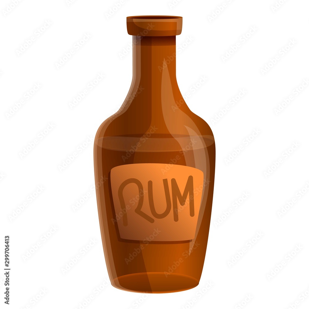 Poster rum bottle icon. cartoon of rum bottle vector icon for web design isolated on white background