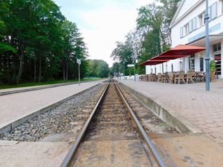 Fototapeta na wymiar Ein historischer Bahnhof an der Ostseeküste