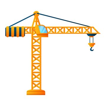 Construction Crane Icon. Cartoon Of Construction Crane Vector Icon For Web Design Isolated On White Background